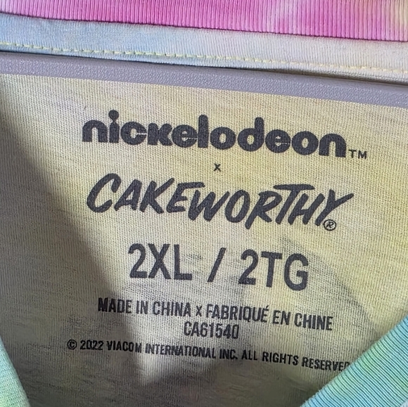 Cakeworthy x Nickelodeon 90's Rainbow Tie Dye Long Sleeve T-Shirt Size 2XL - Picture 4 of 9